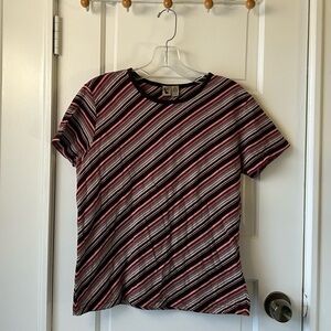 American Eagle Outfitters Striped Red and Brown Tee